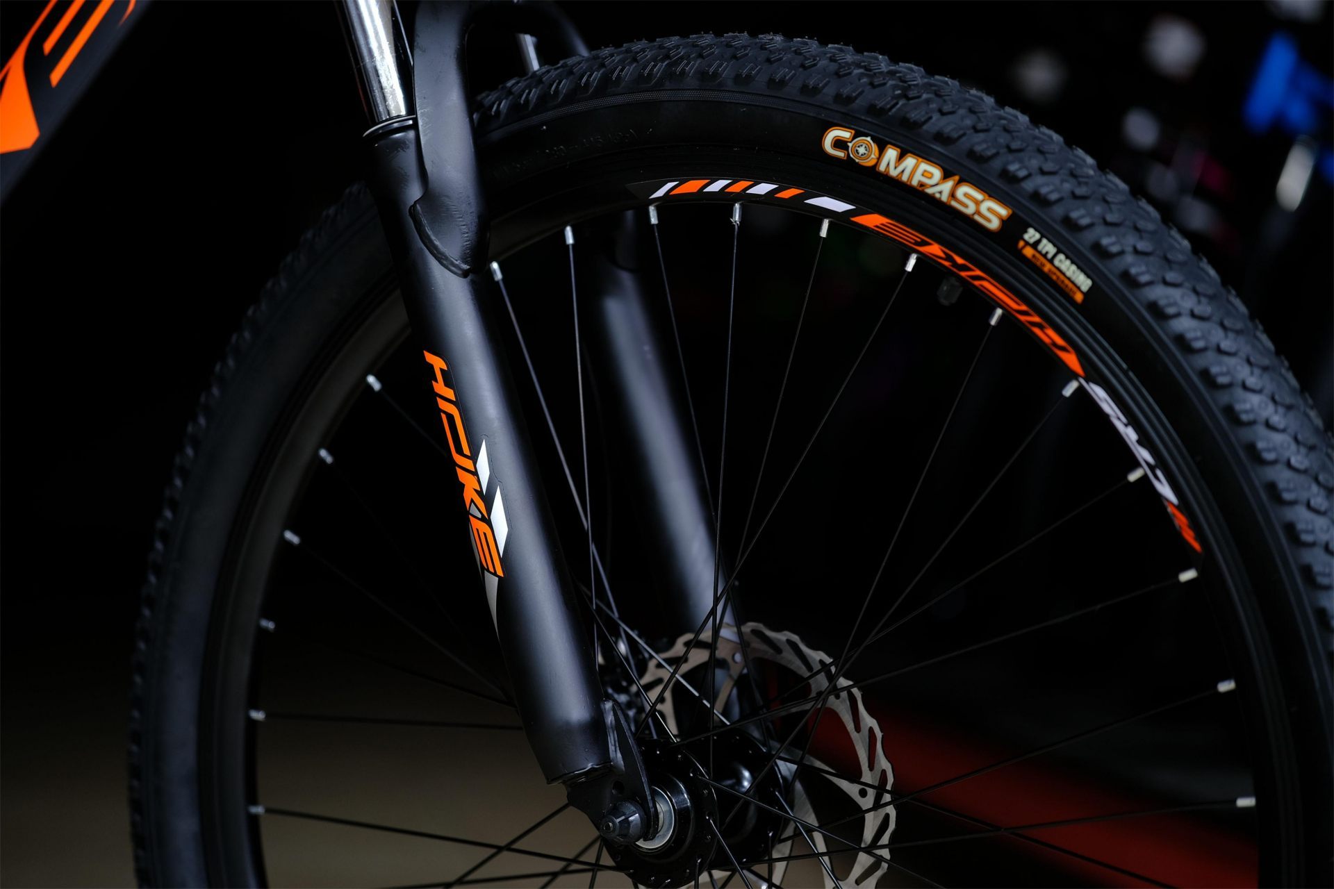 Обод 27.5 двойной, втулки на промподшипниках HOKE Shock 27,5 MD матовый чёрный-оранжевый 15